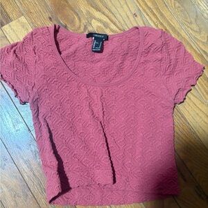 Forever 21 Textured Coral Crop Top